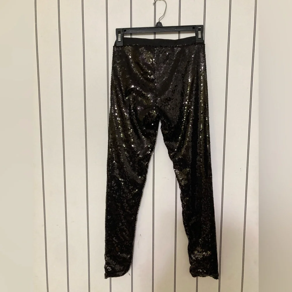 Black sequin skinny fit pants jr lg size - Picture 2 of 2